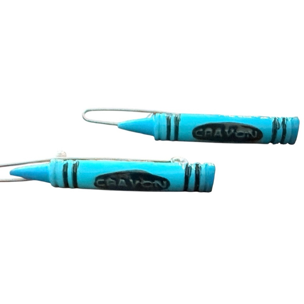 1970s‎ Vintage Blue Crayon Metal Barrettes Hair Clips, Deadstock, 2” Long